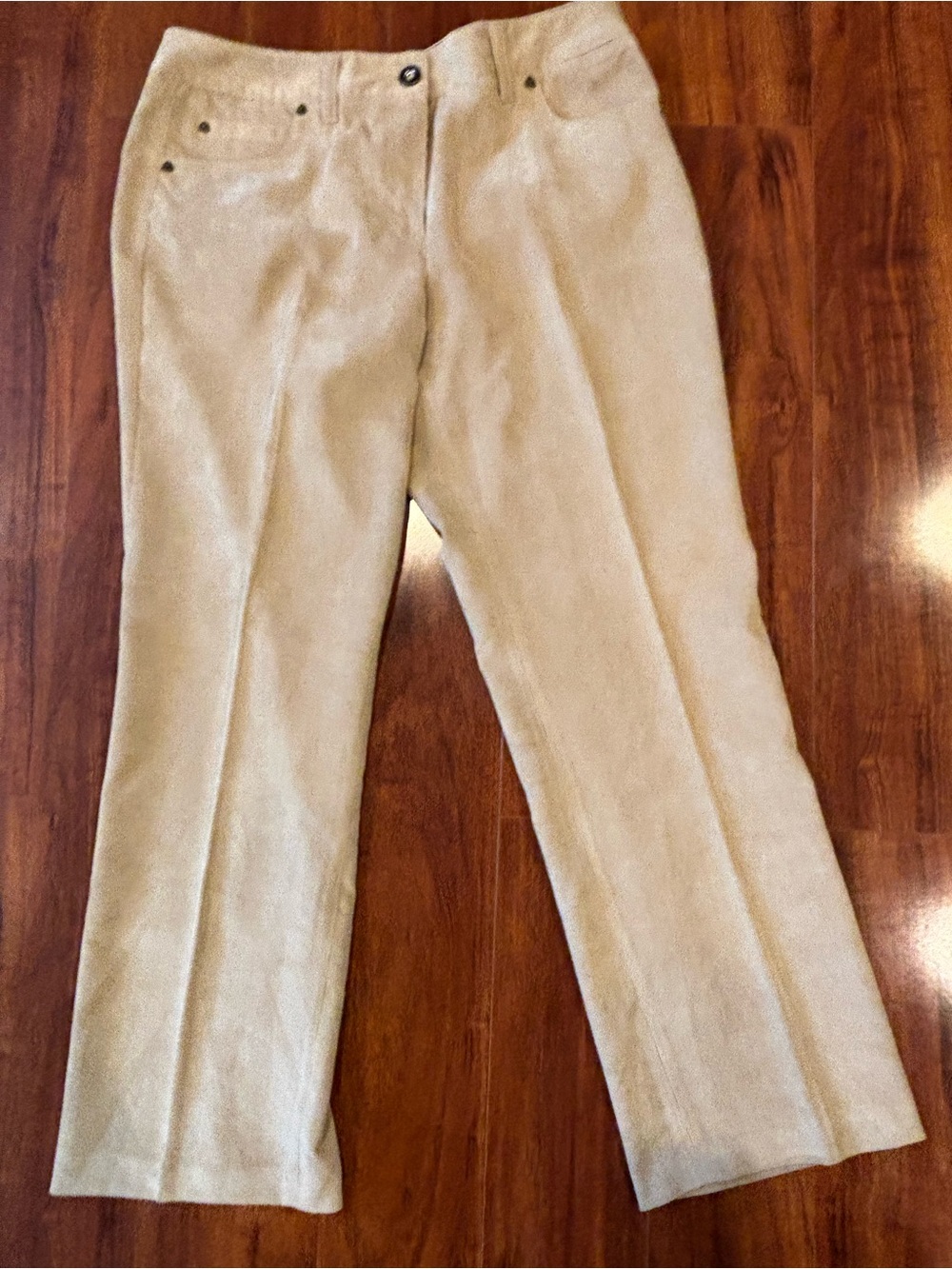 Larry Levine Cream Straight-Leg Women's Pants